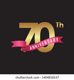 70th Anniversary Logo design for anniversary celebration with gold color for booklet, leaflet, magazine, brochure poster, web, invitation or greeting card. Logo Vector template