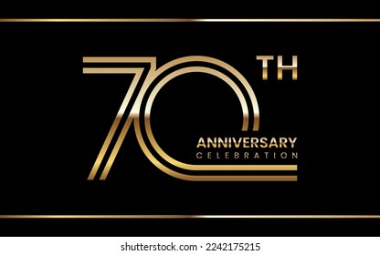 70th anniversary logo design with double line concept. Logo Vector Illustration svg