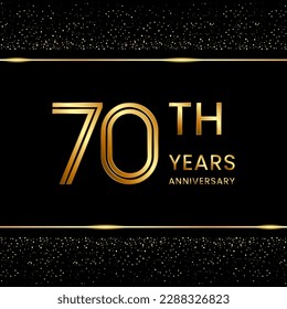 70th anniversary logo design with double line concept. Line Art style. Golden number logo. Vector Template Illustration