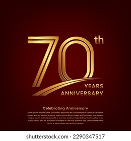 70th Anniversary logo with double line concept design, Golden number for anniversary celebration event. Logo Vector Template