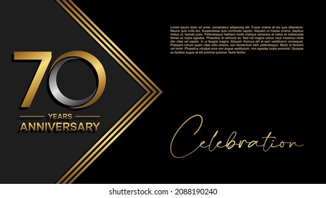 Logo del 70 aniversario. Diseño del logo de la celebración del aniversario de oro para folletos, folletos, revistas, afiches de folletos, web, invitación o tarjeta de saludo. ilustraciones vectoriales.