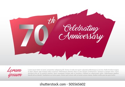 70th anniversary logo with red abstract backgrond. design template