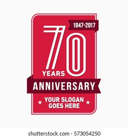 70th anniversary logo. Vector and illustration.