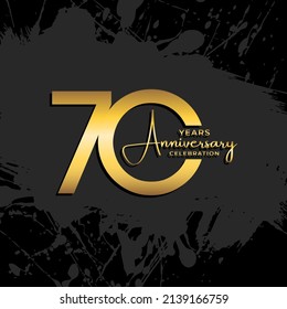 Logotipo del 70 aniversario. Diseño de la plantilla de celebración del aniversario de oro para folletos, folletos, revistas, afiches, banner, web, invitación o tarjeta de saludo. Ilustraciones vectoriales.