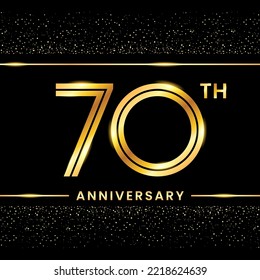 70th Anniversary Logotype. Golden Anniversary template design for celebration event, invitation card, greeting card, flyer, banner, poster, double line logo, vector illustration