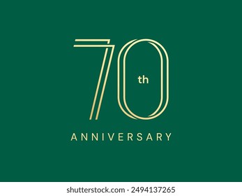 70th Anniversary luxury gold celebration with Double lines numbers logo typography vector design concept. Seventy years anniversary gold for celebration event, business, invitation, card, greeting.