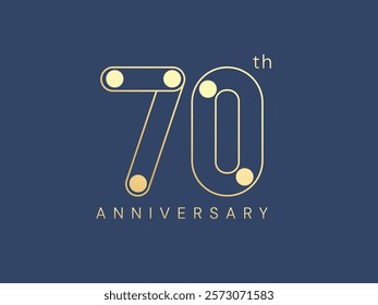 70th Anniversary luxury gold celebration with circle shapes in outline numbers logo vector design concept. Seventy years anniversary gold for celebration event, business, invitation, card, company.