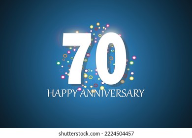 70th anniversary on blue background