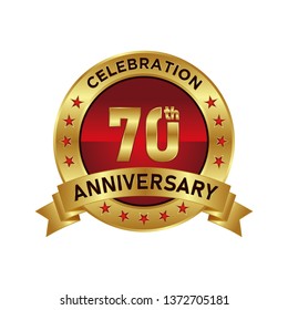 70th Anniversary, Perfect template design for anniversary celebration with gold color for booklet, leaflet, magazine, brochure poster, web, invitation or greeting card. Vector template