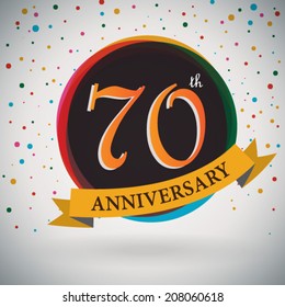 70th Anniversary poster / template design in retro style - Vector Background