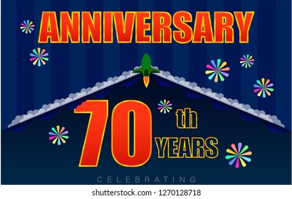 70th anniversary rocket launch dark blue tone vector illustration eps10