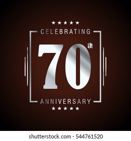 70th Silver anniversary logo, laurel wreath isolated on brown background, vector design