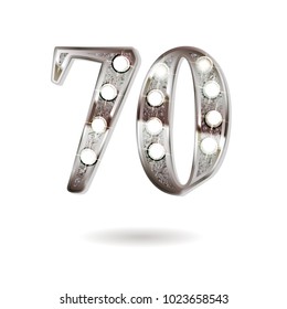 70th silver anniversary logo, ten years birthday celebration solated on white background