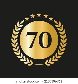 70th Years Anniversary Celebration Icon Vector Logo Design Template With Golden Concept