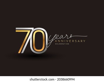 Logotipo del 70º aniversario con múltiples líneas de color plata y dorado aislados en fondo negro para la celebración del evento.