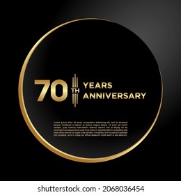 70th years anniversary, vector design for anniversary celebration with gold color on black background, simple and luxury design. logo vector template