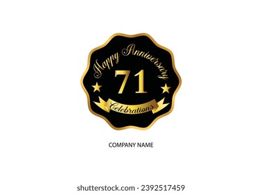 71 anniversary celebration logotype with handwriting golden color elegant design