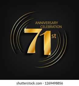 71 anniversary gold with a circle frame and a dark background, giving the impression of luxury