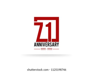 71 Anniversary logotype, simple red colored font number inside square isolated on white background