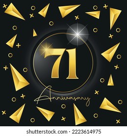 71 anniversary luxury golden logotype template design for banner, poster, card vector illustrator