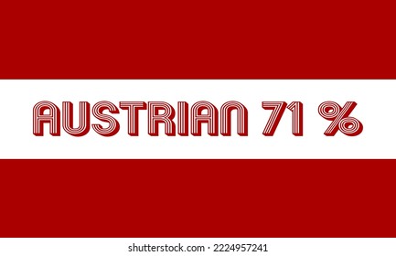 71% Austrian sign label vector illustration with stylish font.  White and red background. Banner template design for social media.