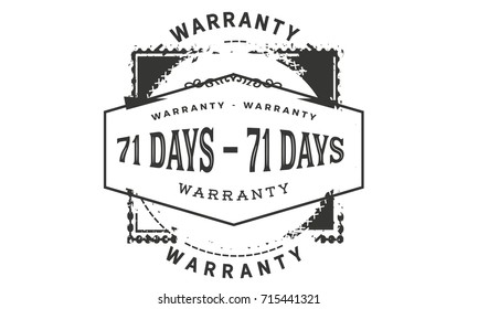 71 days warranty icon vintage rubber stamp guarantee