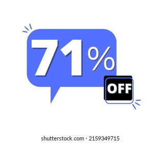 71% discount off with blue 3D thought bubble design 