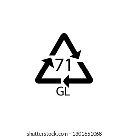 71 GL mark - green glass. Glass recycling sign