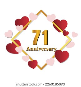 71 glossy gold number vector set. Realistic romantic typeface. Decorative numbers for Valentines, Mothers day, wedding banner, cover, birthday or anniversary, holiday party.