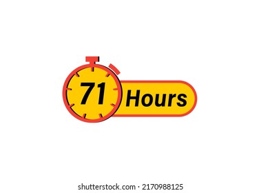 71 Hours timers Clocks, Timer 71 hour icon, countdown icon. Time measure. Chronometer icon isolated on white background