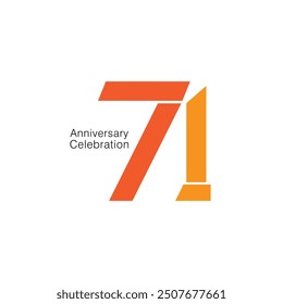 71 Logo, 71 Years Anniversary Logo, Vector Template Design element for birthday, invitation, wedding, jubilee and greeting card illustration.