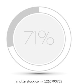 71% Minimal Flat white plane progress button  with shadow. well aligned loading graphic vector 