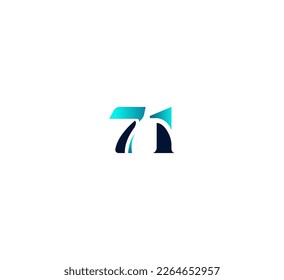 71 Number logo design template elements. Modern abstract digital number logo. Vector illustration.