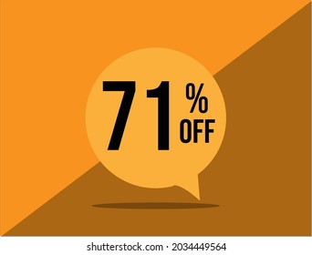 71% de descuento. Cartel con setenta y un por ciento de descuento en un globo cuadrado amarillo.  