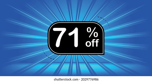 71% off - blue and black banner - 
seventy-one percent discount banner for big sales.