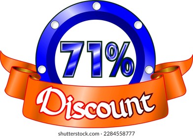 71% off, blue disk and orange ribbon, vector illustration for wholesale and retail, illustrative art, beautiful illustration, vector. God is good!