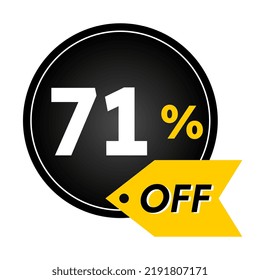 71% Rabatt auf das begrenzte Sonderangebot. Banner mit 71 % Rabatt auf Schwarz-Gelb-Rundballon