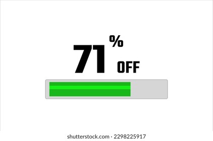 71 percent off. Banner with loading bar, green and gray color, white background, and black font.
