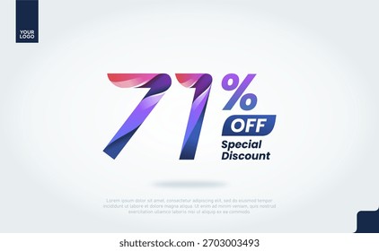 71 Percent Off Banner Vector with Modern 3D Gradient Typography for Sale Promotion