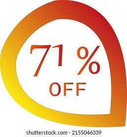 71 percent off with orange vector off circle format