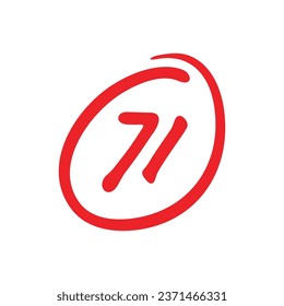 71 points test score, seventy one points grade results, exam score vector illustration