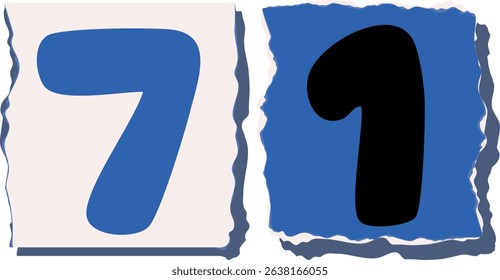 71 Retro torn paper number Design art
