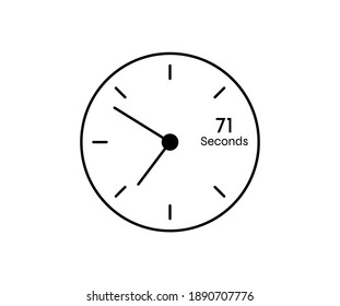 71 seconds Countdown modern Timer icon. Stopwatch and time measurement image isolated on white background