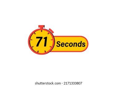 71 Seconds timers Clocks, Timer 71 sec icon, countdown icon. Time measure. Chronometer icon isolated on white background