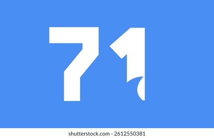71 Shark Logo Number Simple Modern Blue