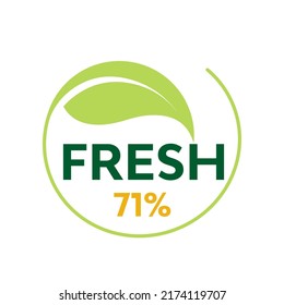 71% Diseño gráfico de depuración vectorial de etiqueta alimenticia fresca, icono de pegatina o logotipo en ilustración de diseño de vectores de fondo blanco. Adecuado para el producto
etiqueta
