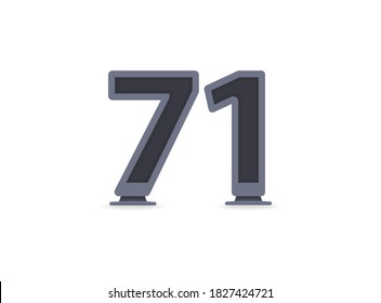 71 vector number design. For logo, brand label, design elements, corporate identity, application etc. İsolated vector illustration          