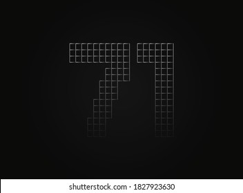71 vector number made of metal chain link fence. For logo, brand label, design elements, application and more. 