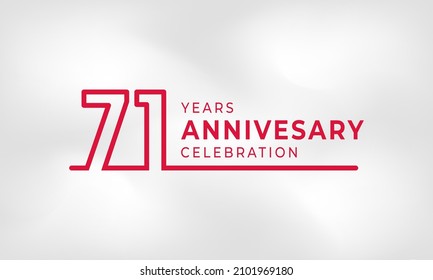 71 Year Anniversary Celebration Linked Logotype Outline Number Red Color for Celebration Event, Wedding, Greeting card, and Invitation Isolated on White Texture Background