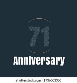 Celebración del 71 aniversario, diseño vectorial para celebraciones, tarjetas de invitación y tarjetas de felicitación